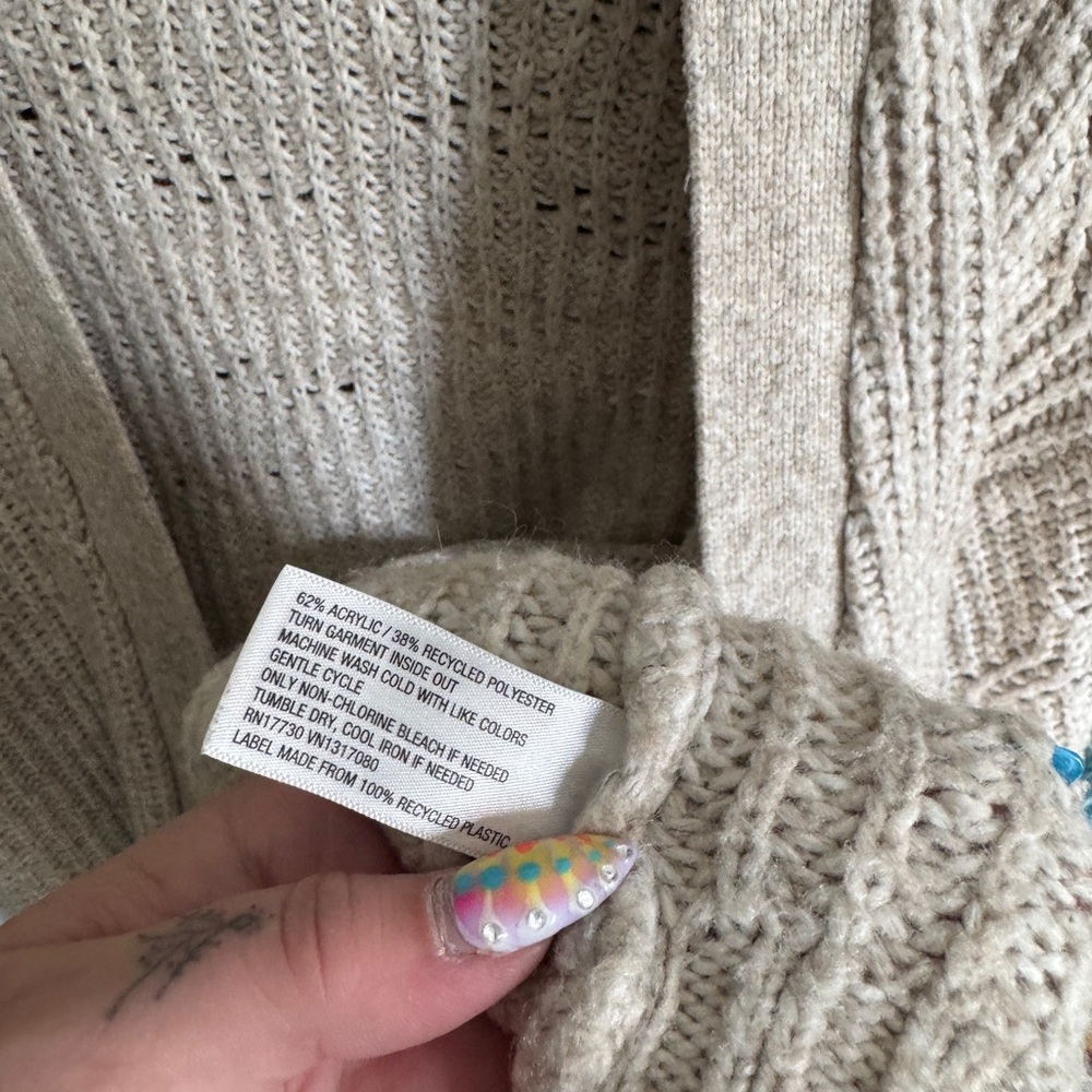 Ava & Viv neutral oatmeal Women's Beige Sweater oversized cardigan cozy - Picture 4 of 5